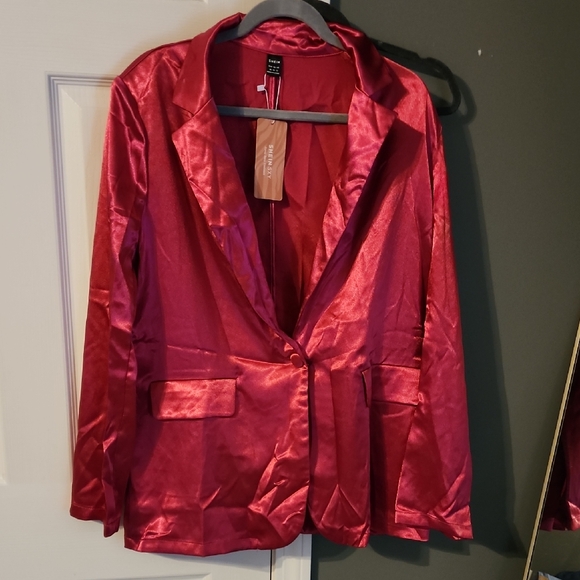 Satin Pink  Blazer Jacket - Picture 1 of 3